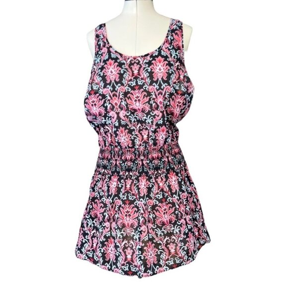 KATE SPADE Beach Swimsuit Cover-Up Mini Dress Black Pink Smocked Size 38" Bust‎ - Picture 5 of 12
